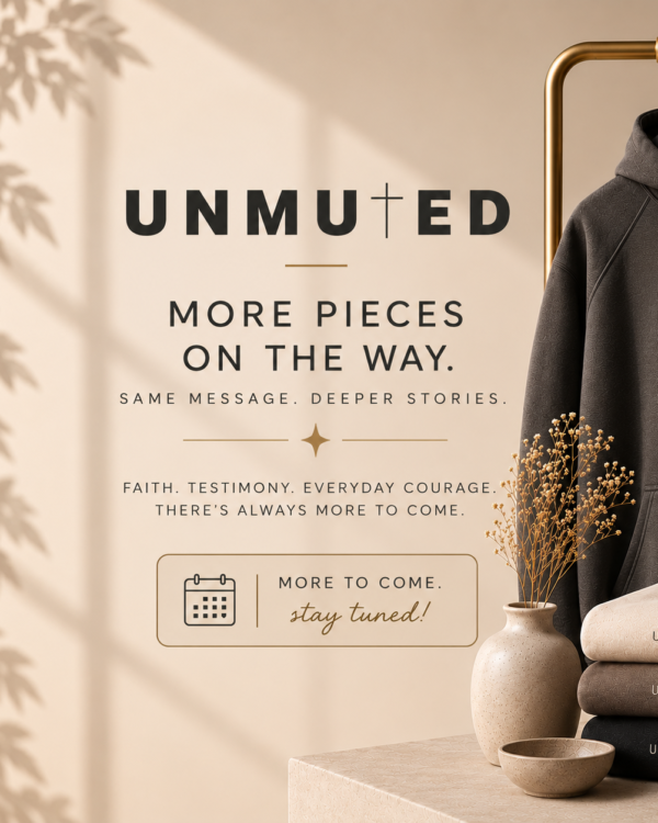 UNMUTED limited release announcement featuring heavyweight hoodies and the message More Pieces on the Way.